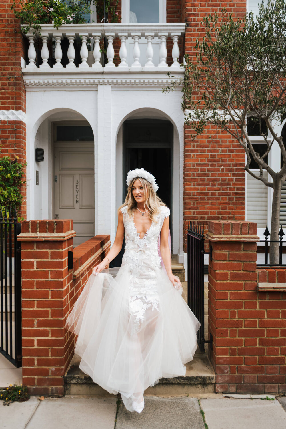 A Swanky Bride Leaving Her House