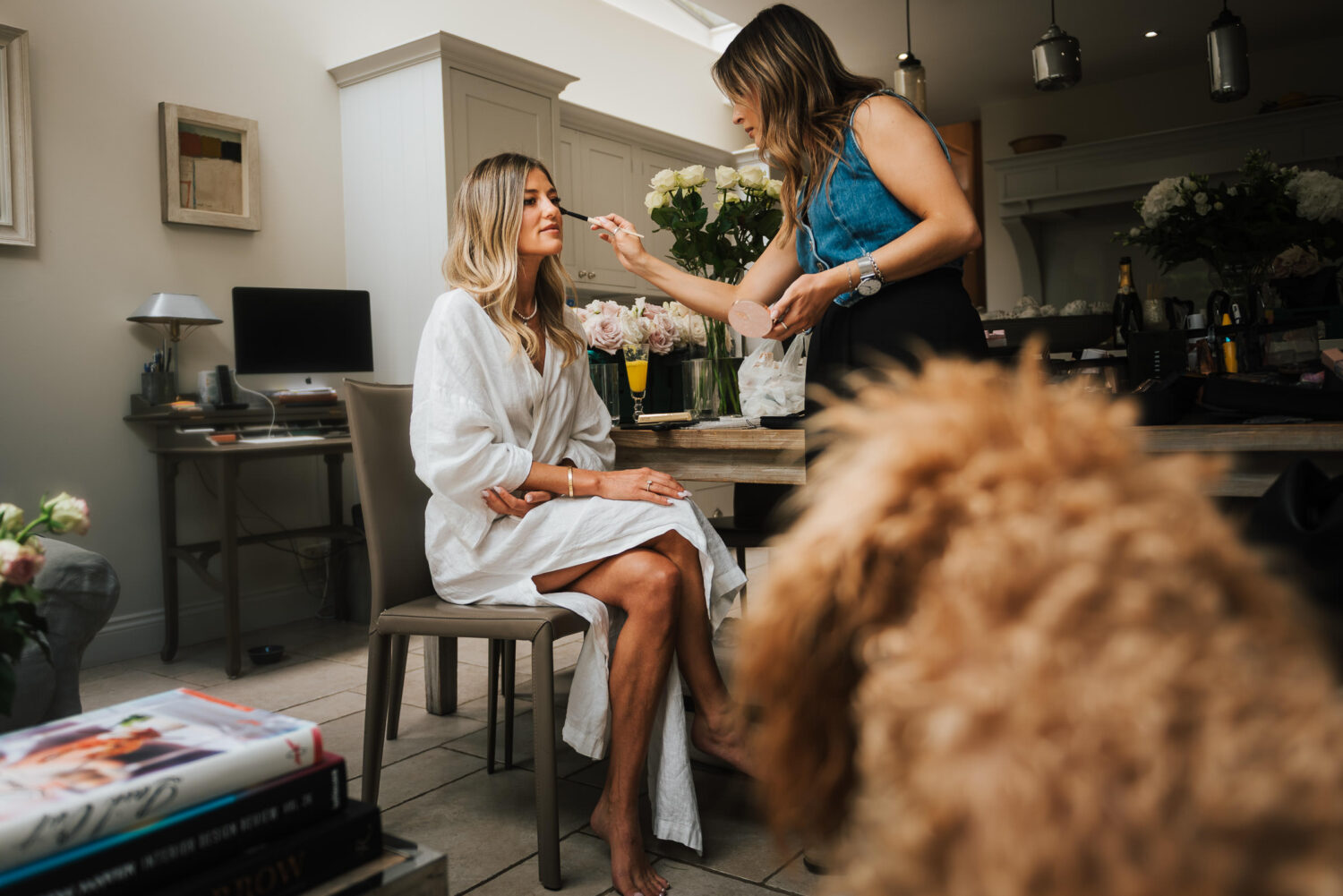 A Bride Having Her Makeup Finished
