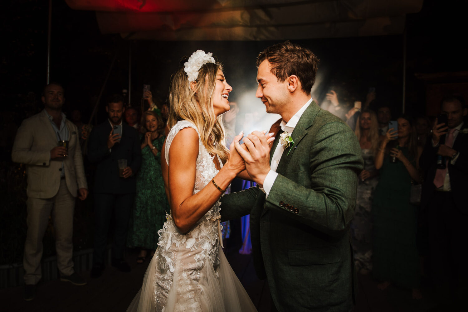 A couple enjoying their first dance
