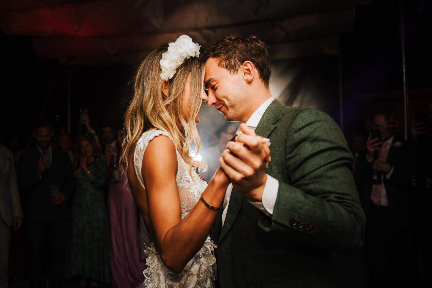 A couple enjoying their first dance