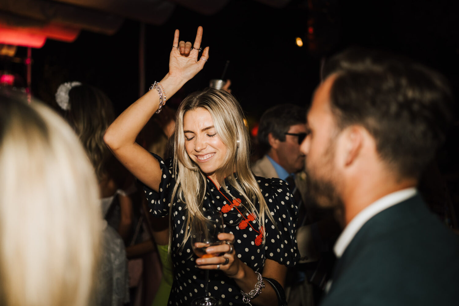 A woman dancing at a wedding