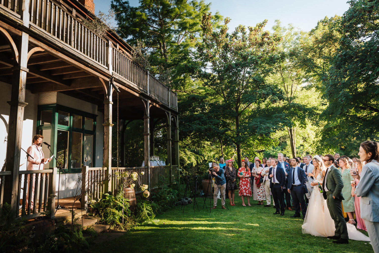 Wedding speeches in a beautiful garden